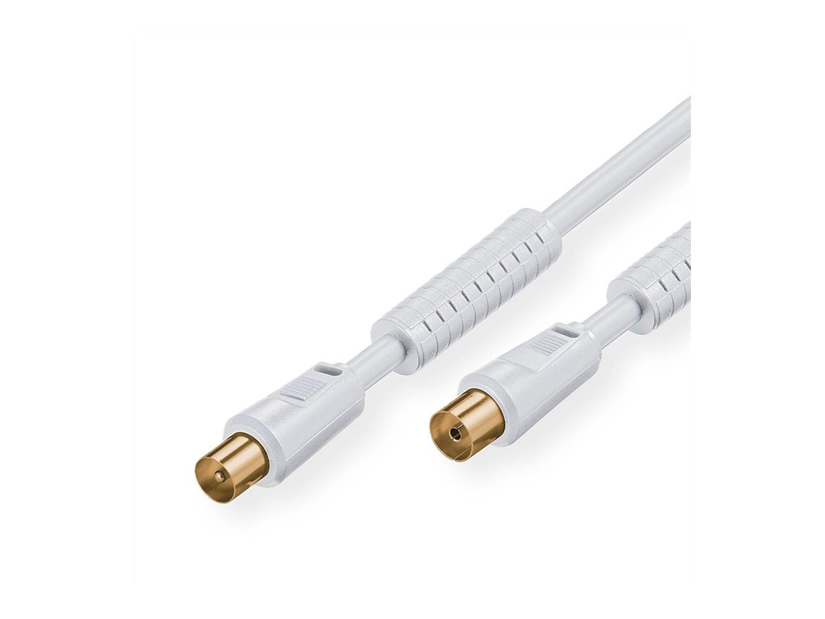 VALUE Antennenkabel mit Ferrite ST / BU weiss 2,5m - Vorderansicht