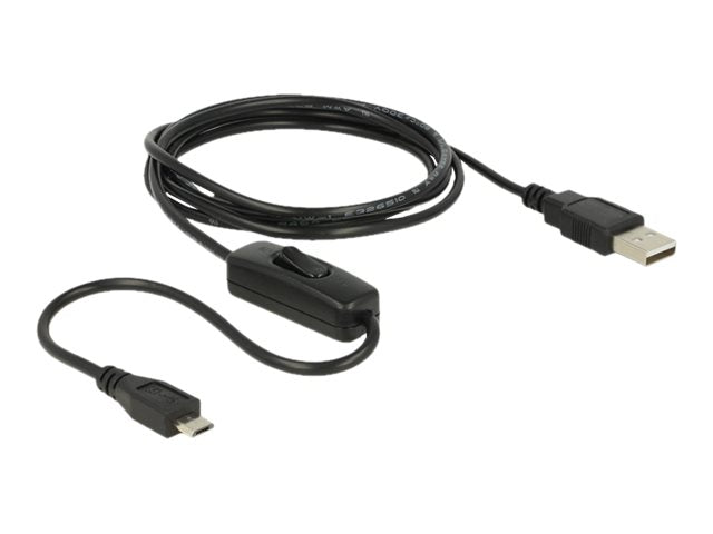DELOCK Ladekabel USB 2.0 Typ-A Stecker > USB 2.0 Micro-B Stecker mit Schalter Vorderansicht