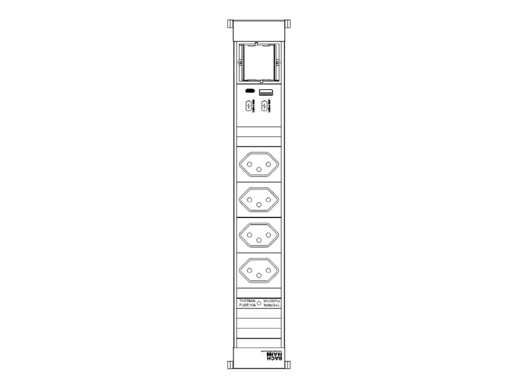 BACHMANN POWER FRAME 4xCH 0 1xCM 1xUSB A/C 22W 0,2m GST18 - Vorderansicht