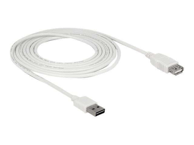DELOCK Verlängerungskabel EASY-USB 2.0 Typ-A Stecker > USB 2.0 Typ-A Buchse weiss 3 m - Vorderansicht