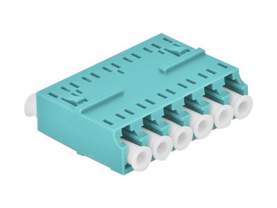 DELOCK LWL Kupplung HD LC Hexaplex Buchse zu LC Hexaplex Buchse aqua - Vorderansicht