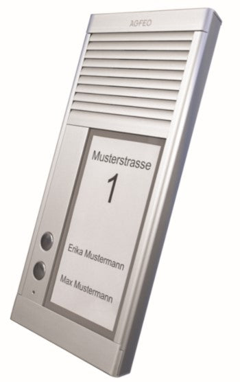 AGFEO DoorSpeak 2 flaches Aluminium-Gehäuse Vorderansicht
