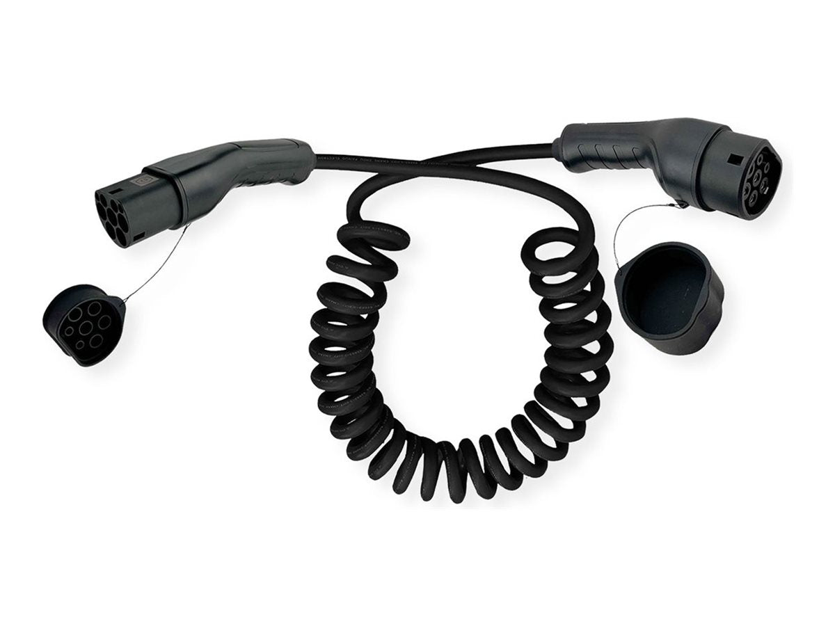 ROLINE E-Auto Ladekabel Typ2 3-phasig 480VAC 3P+N+E 32 A 22 kW Spiralkabel 7