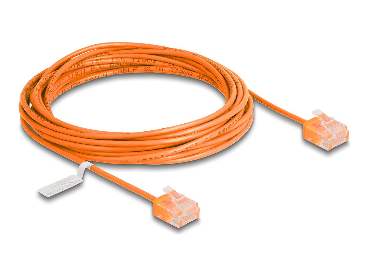 DELOCK RJ45 Netzwerkkabel Cat.6 UTP Ultra Slim 5m orange mit kurzen Steckern