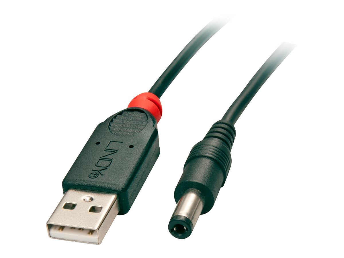 LINDY Adapterkabel USB A St DC 5,5/2,5mm Vorderansicht