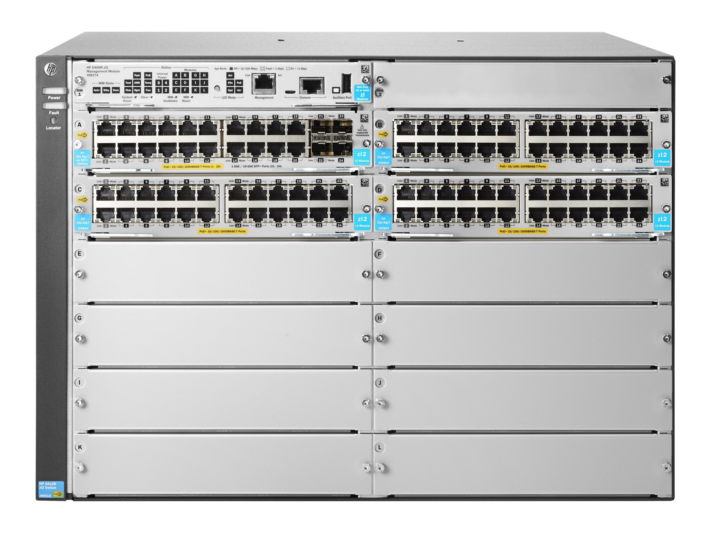 HPE 5412R 92GT PoE+ / 4SFP+ v3 zl2 Switch Vorderansicht