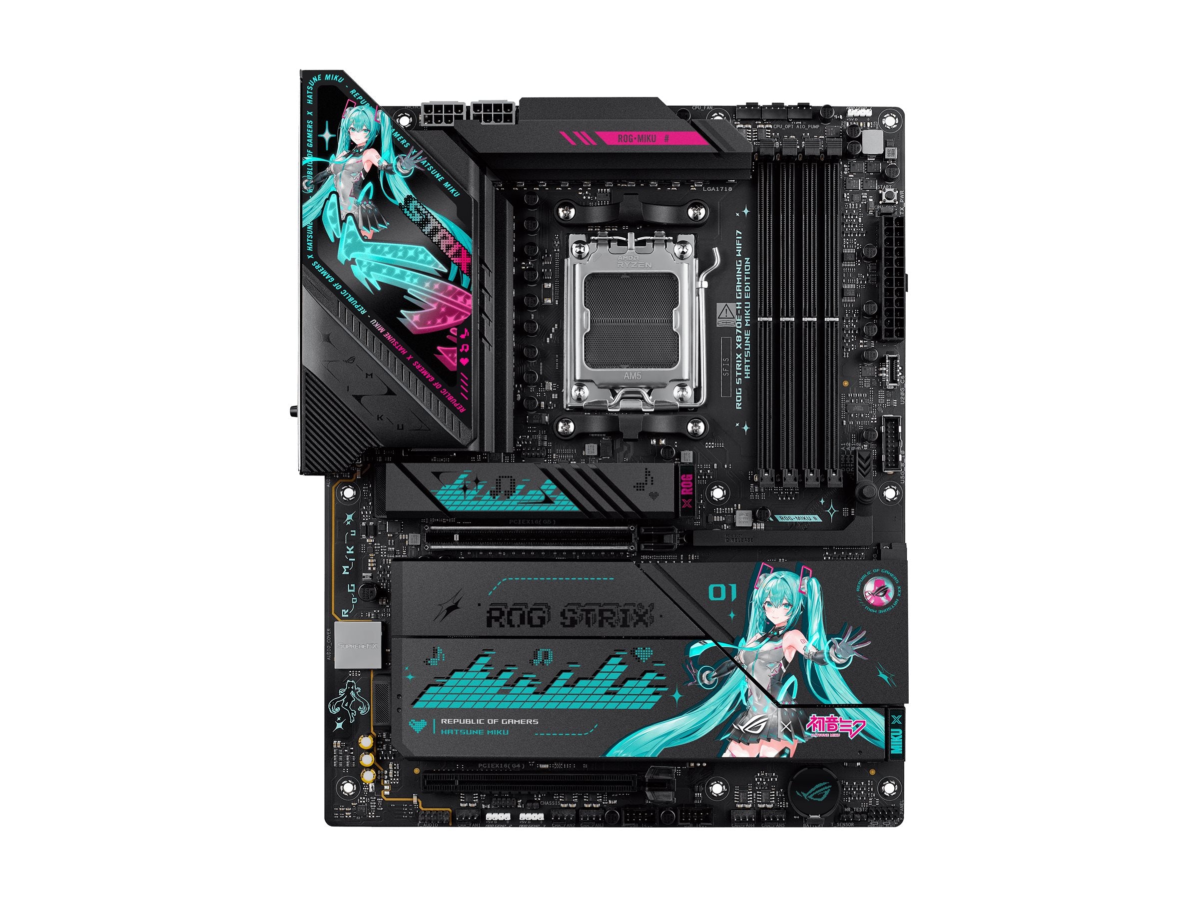 ASUS ROG Strix X870E-H Gaming WiFi 7 Hatsune Miku Edition Motherboard Vorderansicht