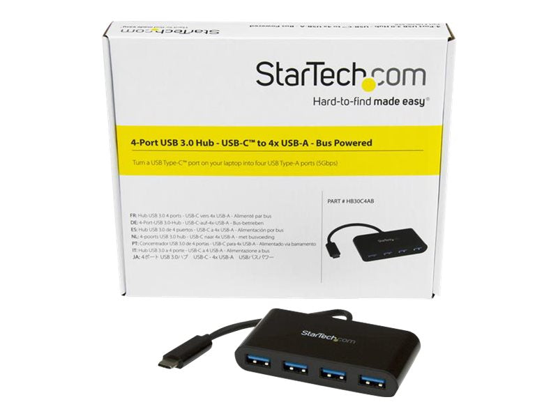 STARTECH.COM 4-Port USB-C Hub - USB-C to 4x USB-A - USB 3.0 Hub - Bus Powered