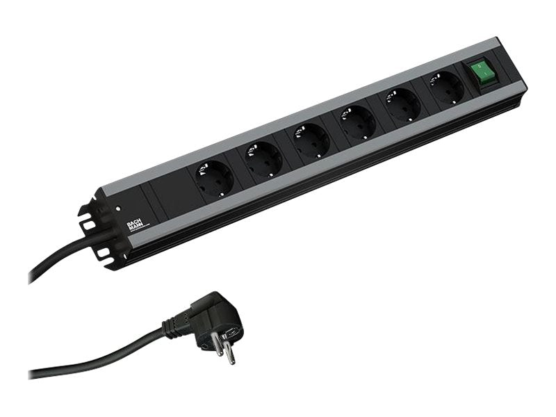 BACHMANN HANDWERKERLEISTE 6xSchutzkontakt 1xSchalter - Vorderansicht