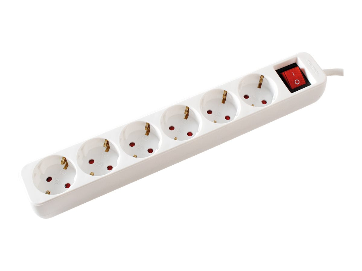 VALUE 6-fach Steckdosenleiste mit Schalter weiss 3m - Vorderansicht