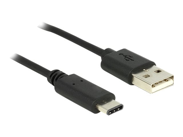 DELOCK Kabel USB 2.0 Typ-A Stecker > USB Type-C 2.0 Stecker 0,5 m schwarz - Vorderansicht