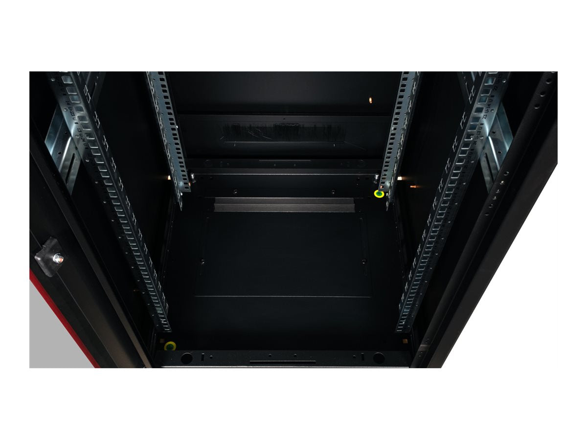 Seitenansicht ROLINE Netzwerkschrank Pro 48,26cm 19Zoll 36 HE 600x600 BxT Glastür schwarz
