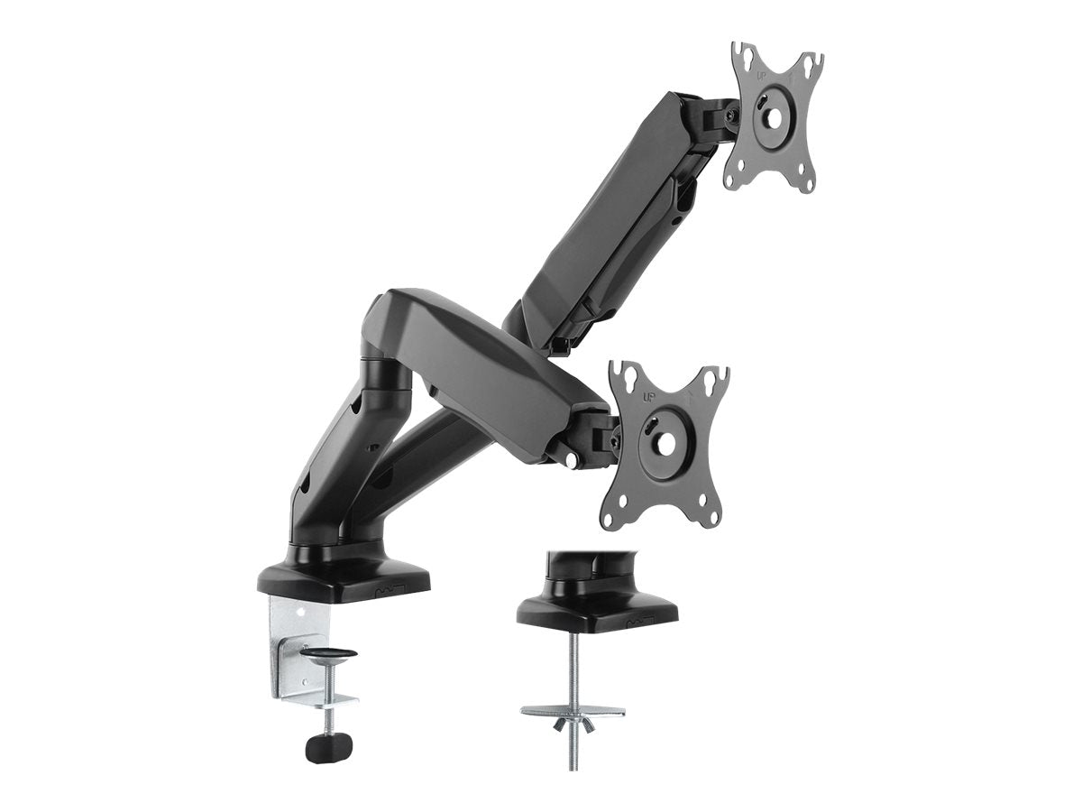 VALUE Dual LCD-Arm Tischmontage Gasfeder 5 Gelenke schwarz - Vorderansicht