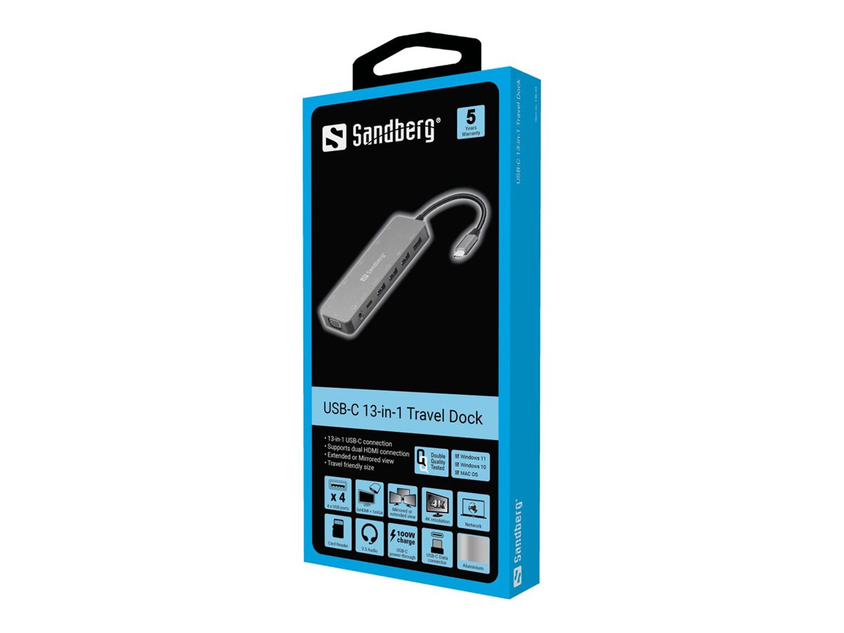 SANDBERG USB-C 13-in-1 Travel Dock Vorderansicht