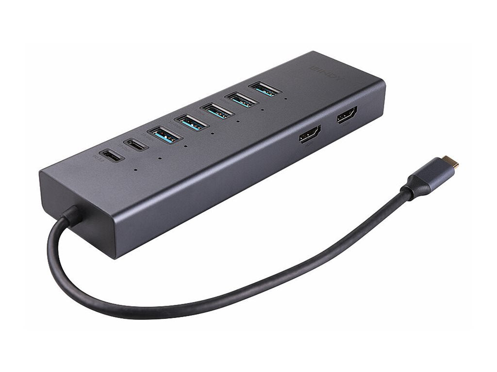 LINDY USB C Laptop Mini Dockingstation 2x 4K HDMI - Detailansicht der Anschlüsse