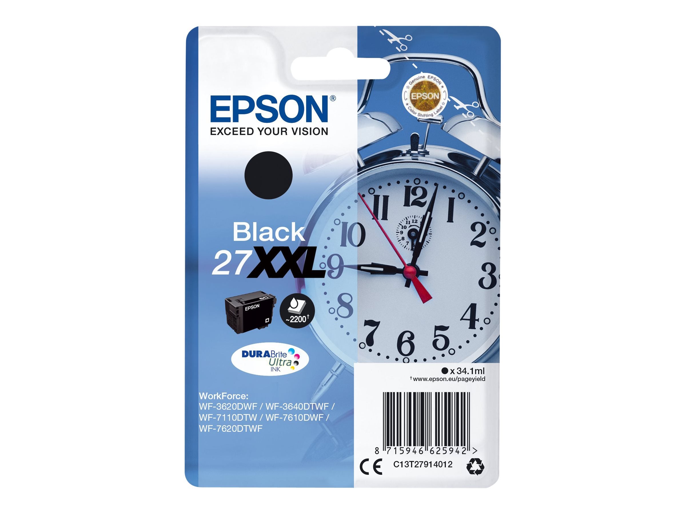 EPSON 6LB 27XXL Tintenpatrone schwarz Vorderansicht