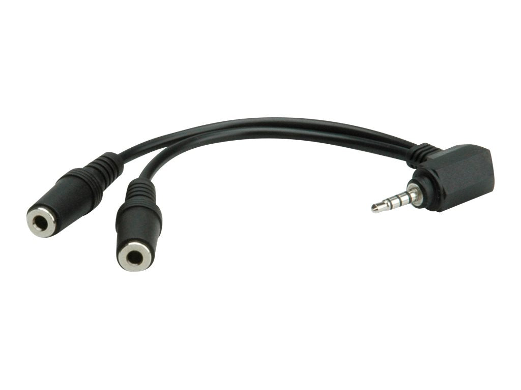 ROLINE 3,5mm Adapter 4polig Mikrofon+Lautsprecher schwarz 15cm - Detailansicht