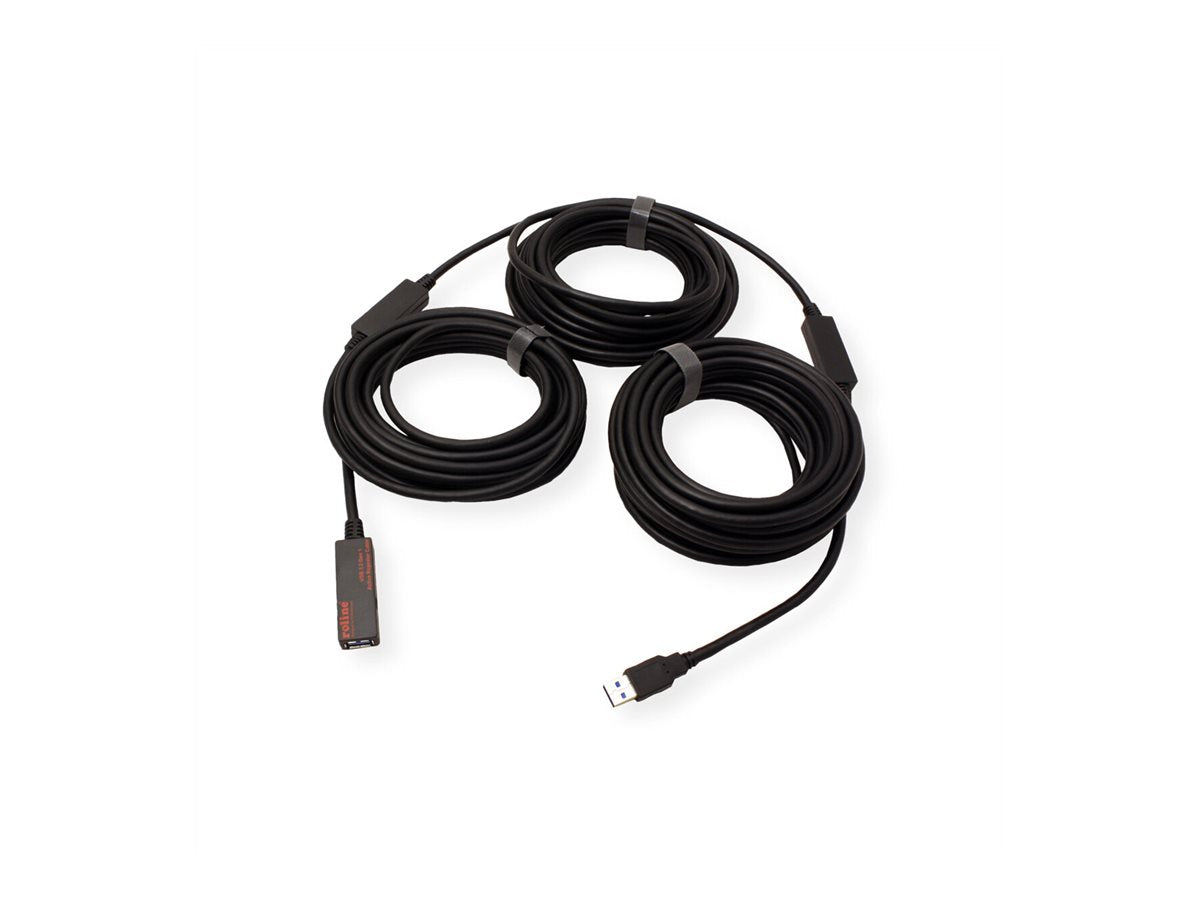 ROLINE USB 3.2 Gen 1 Aktives Repeater Kabel schwarz 20m - Anschlussansicht