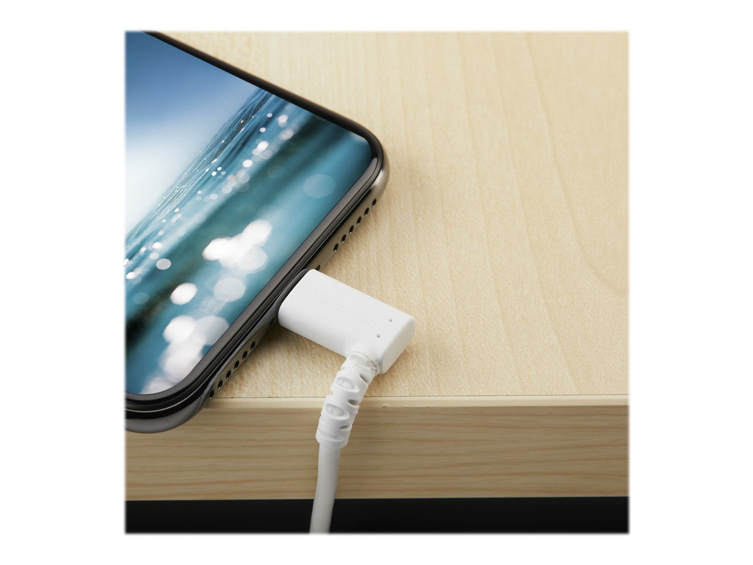 STARTECH.COM 1m / 3.3ft Angled Lightning to USB Cable - Heavy Duty MFI Certified Lightning Cable - White - USB to Lightning