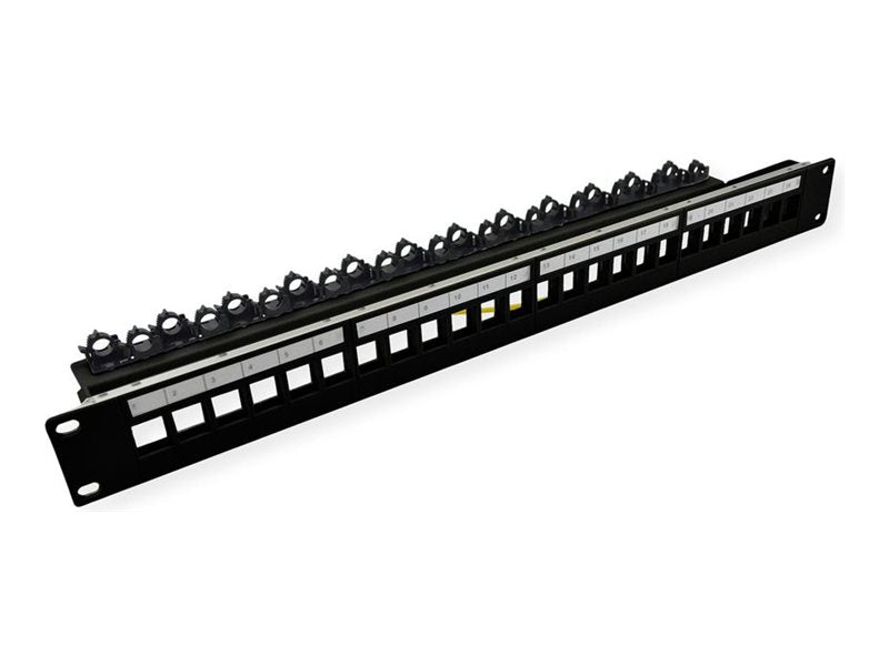 ROLINE 19-Keystone-Modulträger leer 24P. geschirmt Clip-Befestigung schwarz - Vorderansicht