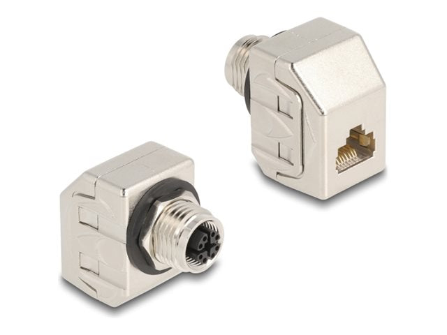 DELOCK M12 Adapter X-kodiert 8 Pin Buchse zu RJ45 Buchse Cat.6A STP Metall - Vorderansicht