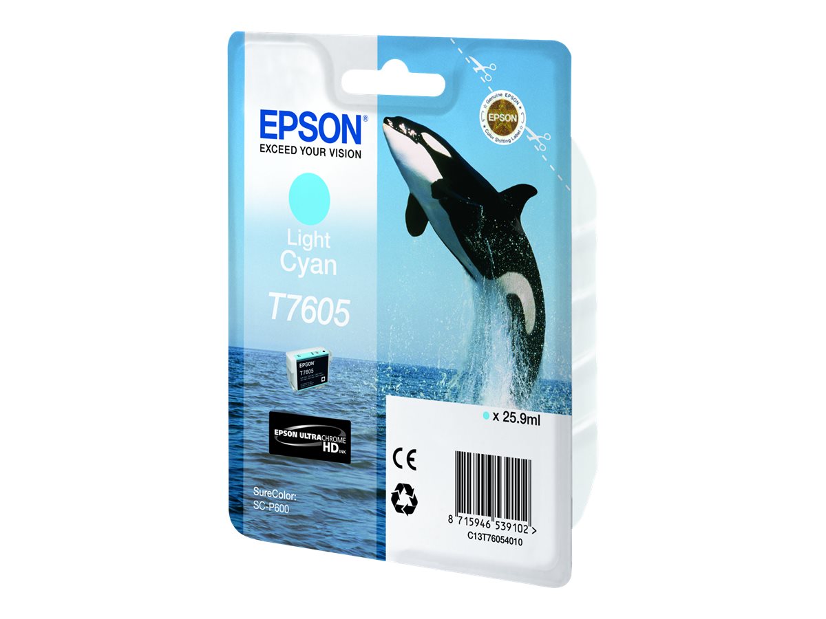 EPSON T7605 Tinte cyan hohe Kapazität Vorderansicht