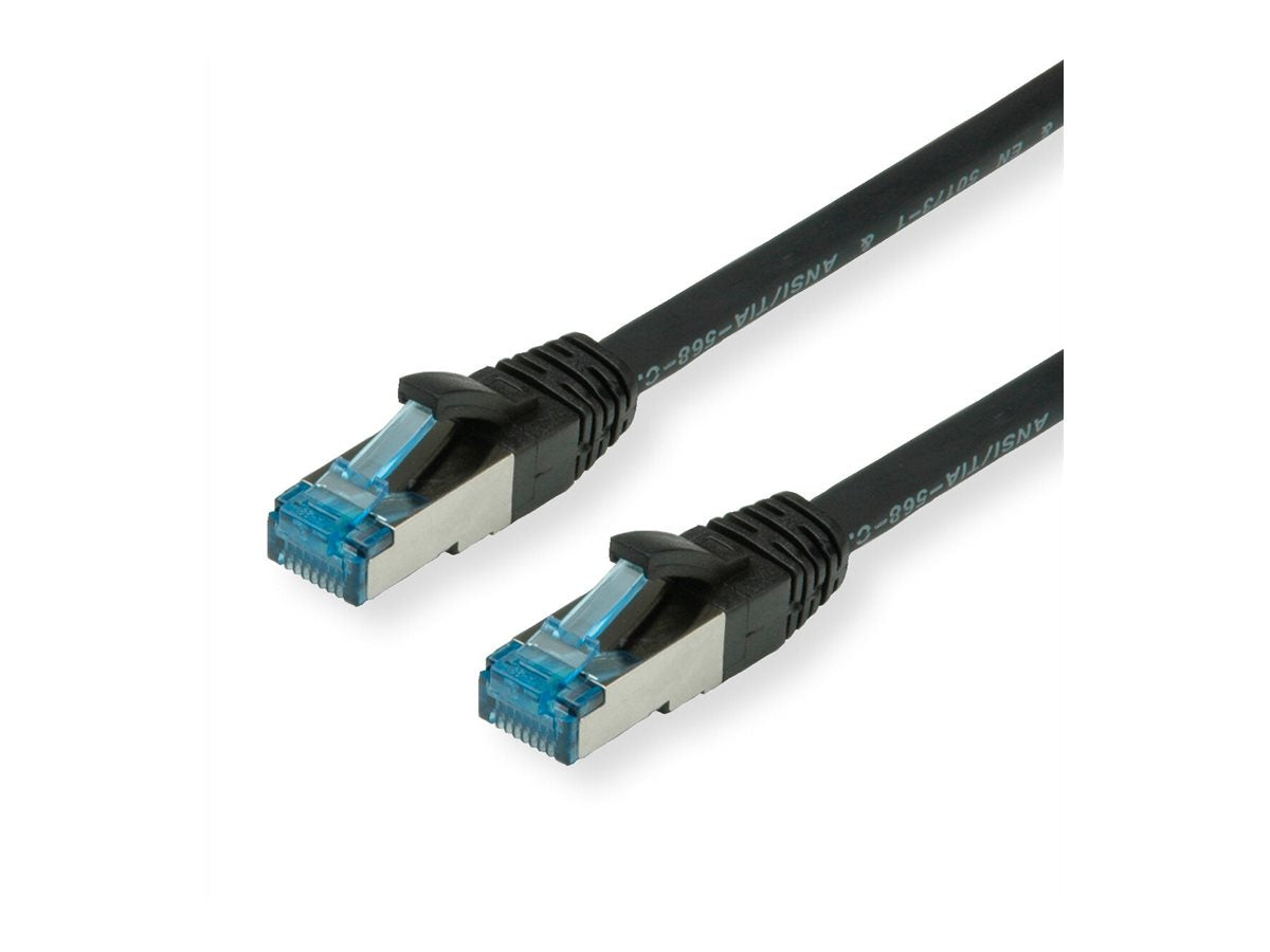VALUE Patchkabel Kat.6A Class EA S/FTP PiMF LSOH schwarz 0,15m Vorderansicht
