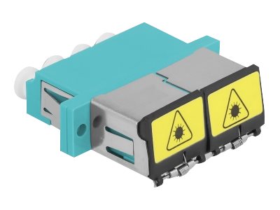 DELOCK LWL Kupplung mit Laserschutzklappe LC Quad Buchse zu LC Quad Buchse Multimode aqua