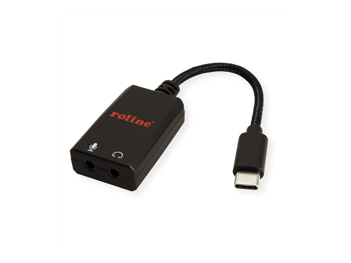 ROLINE Adapter USB Typ C - 2x 3,5mm Audio ST/BU 0,13m Detailansicht