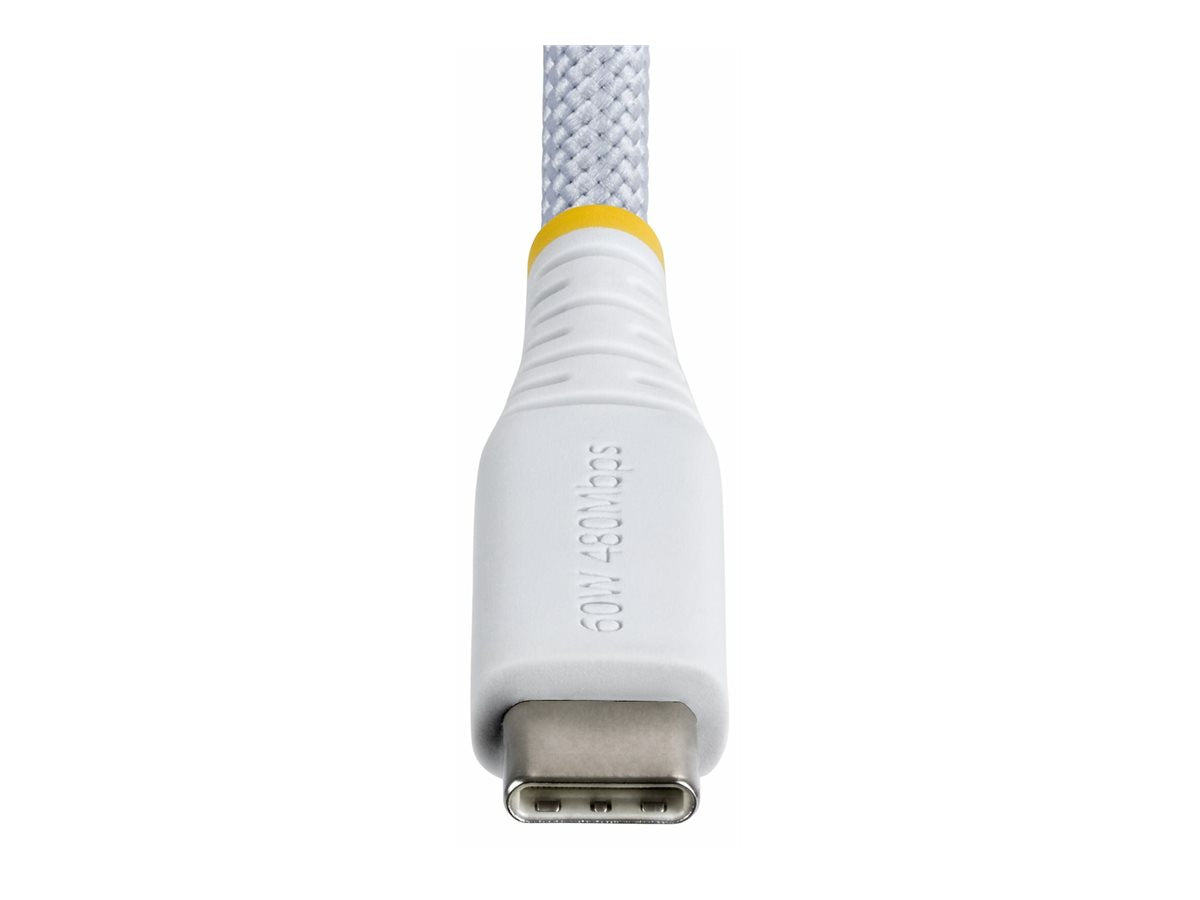 STARTECH.COM 2m Weisses USB-C Ladekabel 60W 3A PD Zweischichtige geflochtene Nylon-TPE-Hulle Robustes USBC Laptop-Handy Ladekabel
