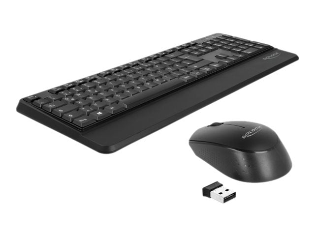 DELOCK USB Tastatur und Maus Set 2,4 GHz schwarz Vorderansicht