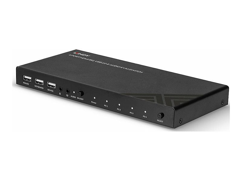 LINDY 4 Port HDMI 18G USB 2.0 & Audio KVM Switch Anschlussmöglichkeiten