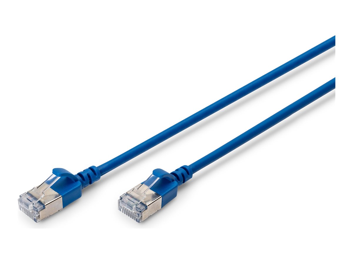 DIGITUS CAT 6A F-FTP Slim Patch cord Cu LSZH AWG 32/7 length 0.3m Blue Vorderansicht