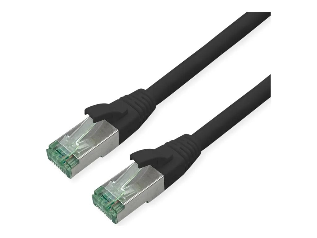 ROLINE RM Patchkabel Kat.6A S/FTP PiMF schwarz 15m - Vorderansicht