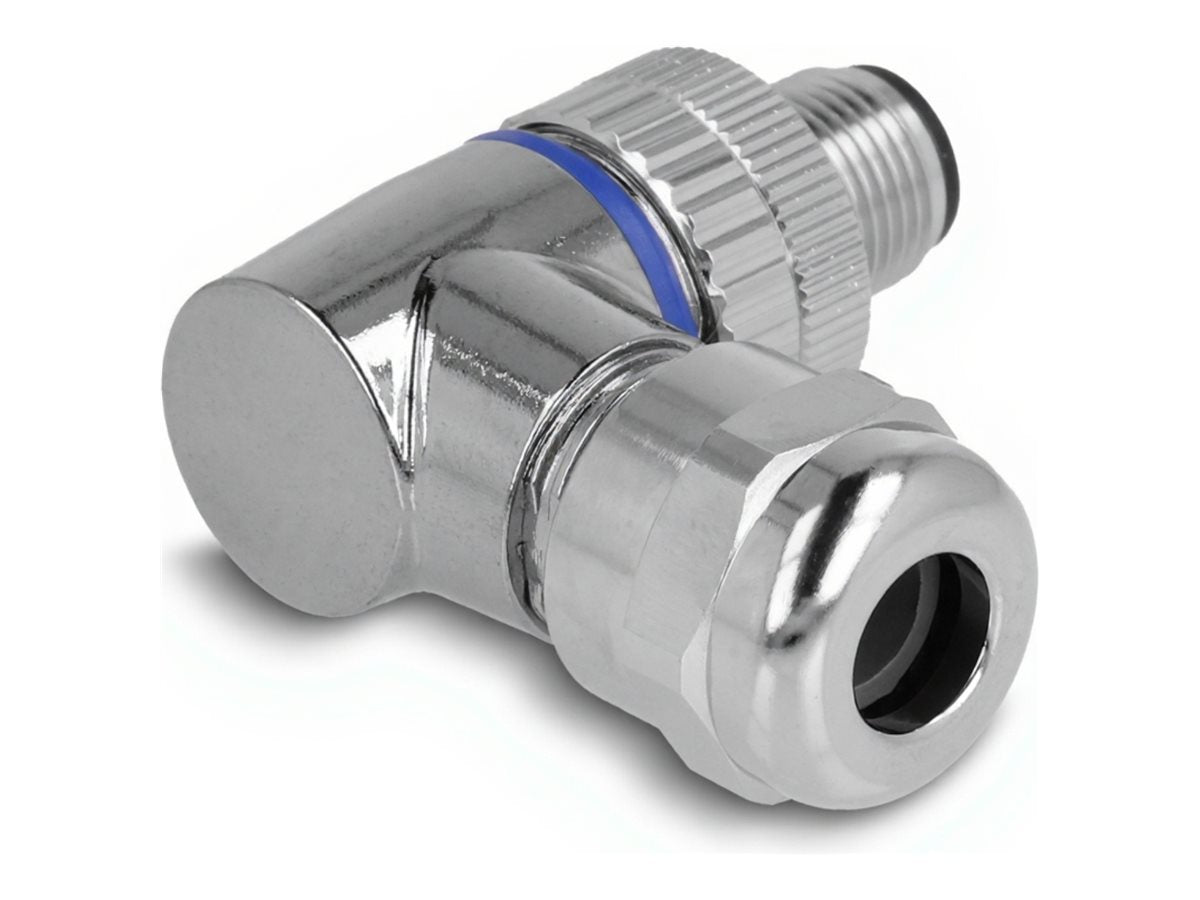 DELOCK M12 Steckverbinder A-kodiert 4 Pin Stecker zur Montage mit Schraubanschluss 90 gewinkelt Metall