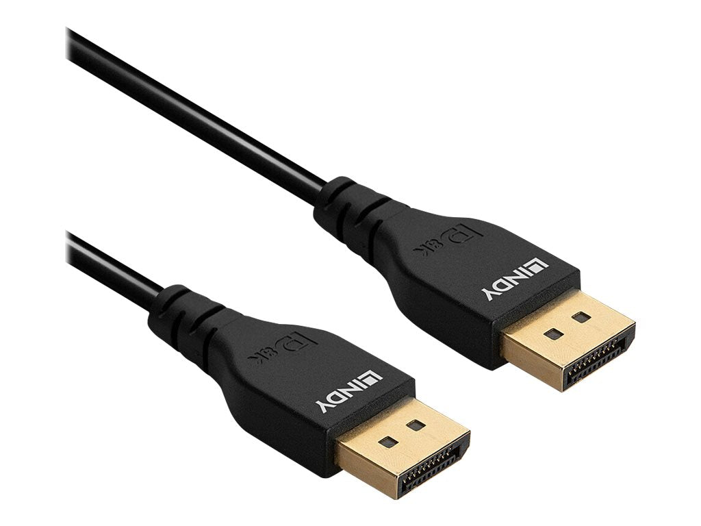 LINDY 1m DisplayPort 1.4 Kabel Slim DP-Stecker an DP-Stecker - Detailansicht der Anschlüsse