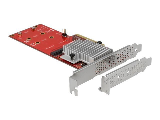 Vorderansicht der DELOCK PCI Express x8 Karte zu 2 x intern NVMe M.2 Key M - Low Profile Formfaktor