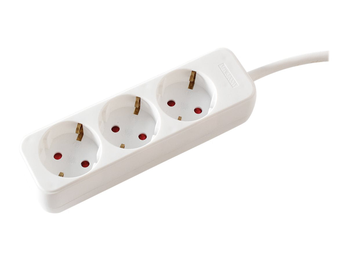 VALUE 3-fach Steckdosenleiste ohne Schalter weiss 3m - Vorderansicht