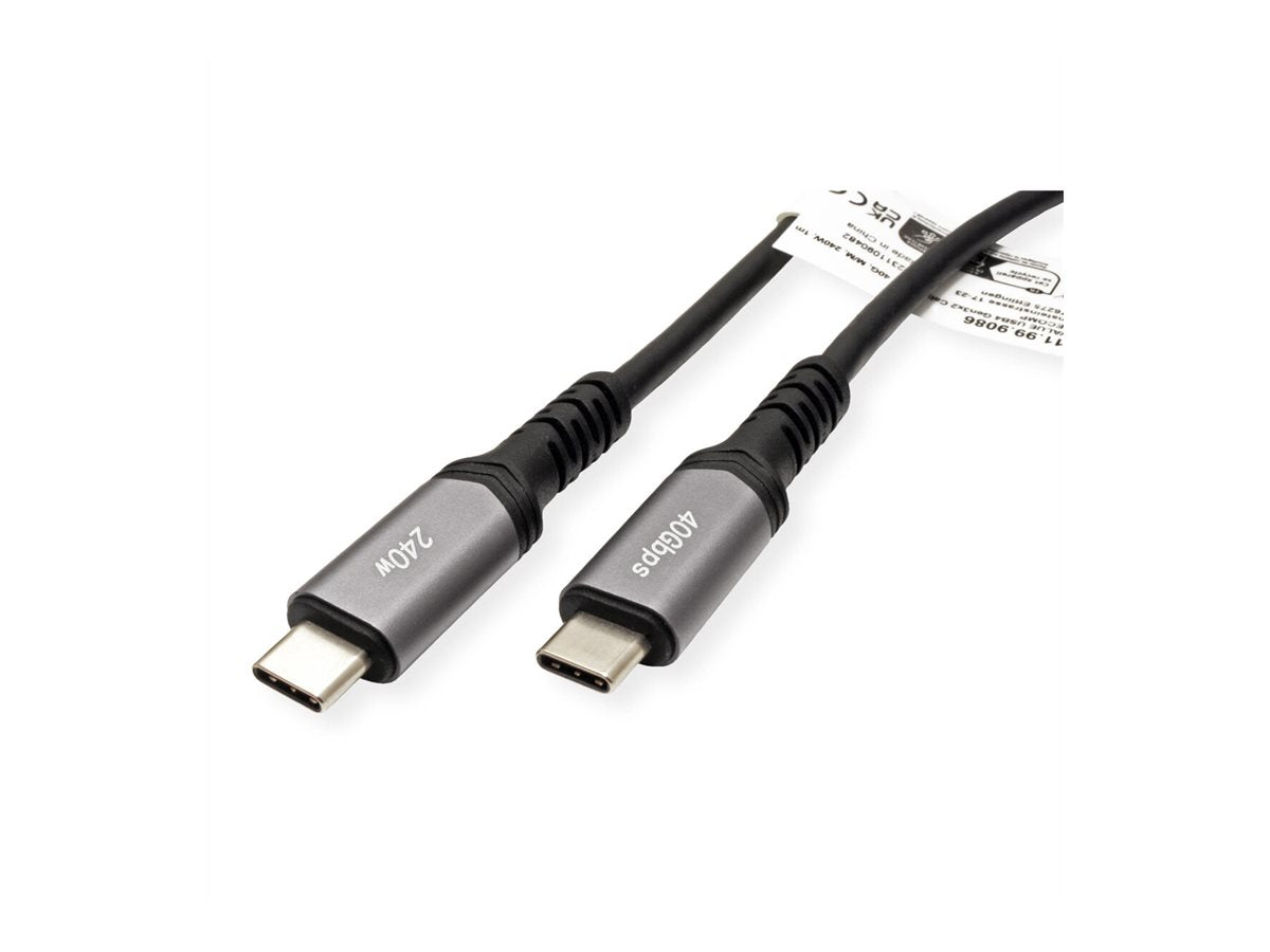 VALUE USB4 Gen3x2 Kabel C-C ST/ST 40Gbit/s 240W schwarz 1m - Vorderansicht
