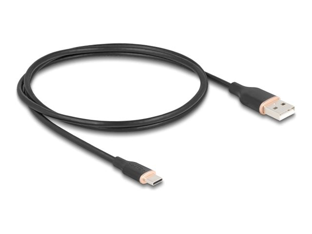 DELOCK USB 2.0 Kabel USB Typ-A Stecker zu USB Type-C Stecker 1m schwarz Silikon - Vorderansicht