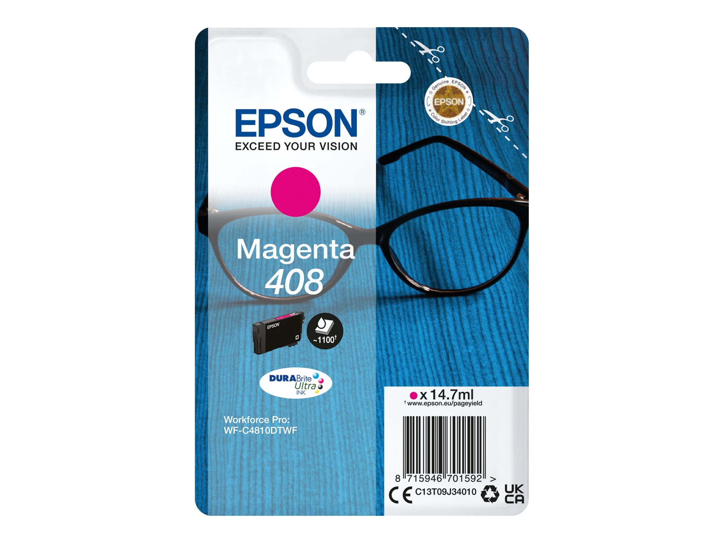 EPSON 2LB Singlepack Magenta 408 DURABrite Ultra Ink - Vorderansicht