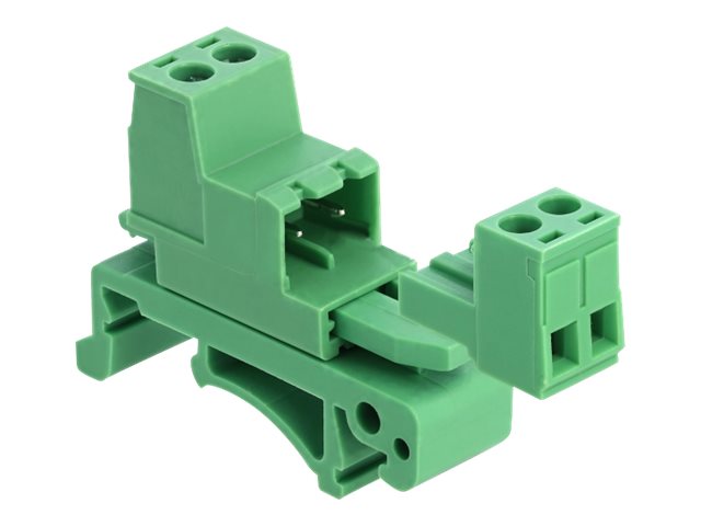 DELOCK Terminalblock Set für Hutschienen 2 Pin - Vorderansicht