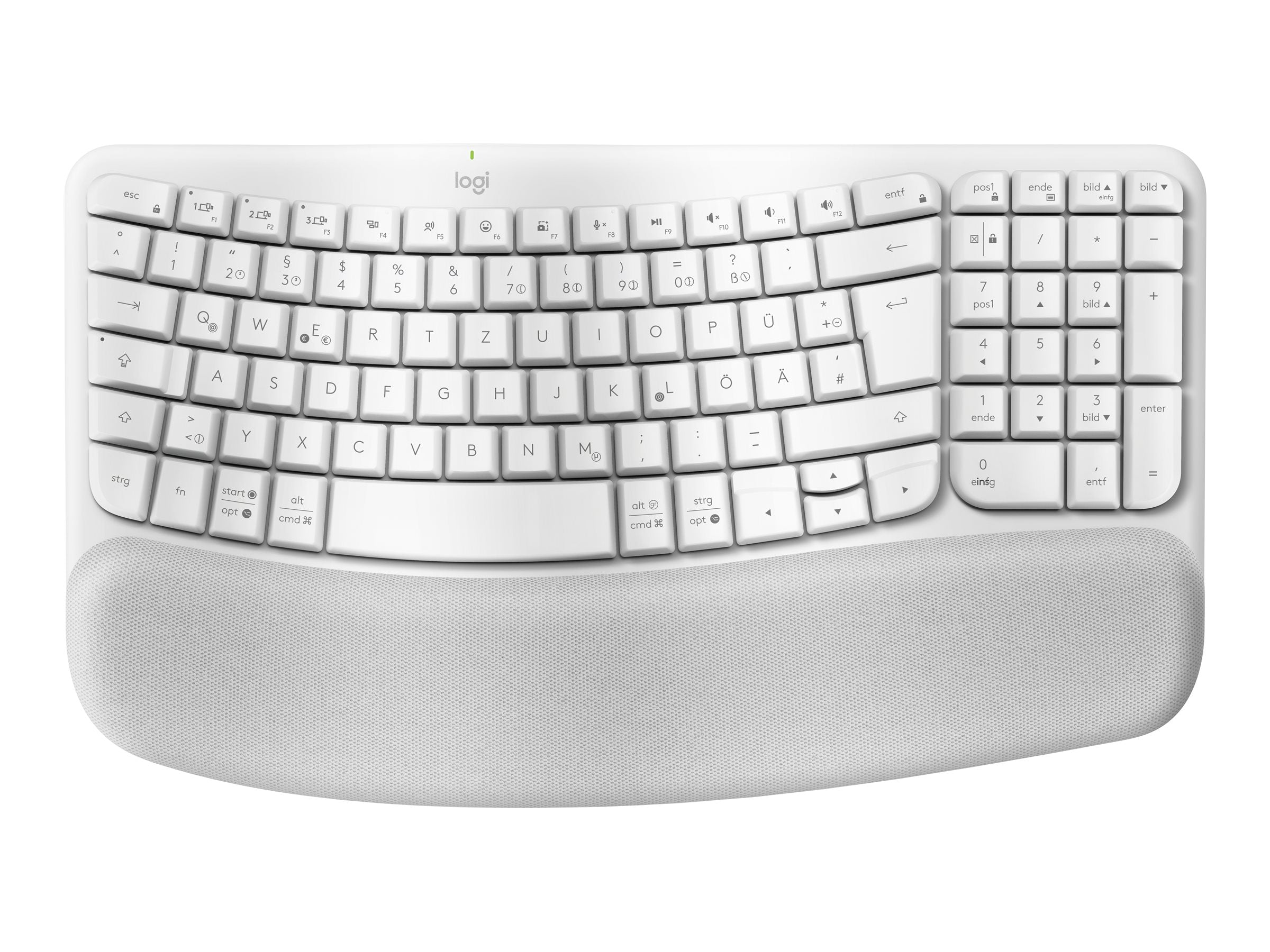LOGITECH Wave Keys wireless ergonomic keyboard - OFFWHITE - (DE) - 2.4GHZ/BT - N/A - CENTRAL-419 - UNIVERSAL