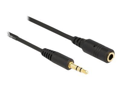 DELOCK Spiralkabel Verlängerung 3,5mm 3 Pin Klinkenstecker zu Klinkenbuchse 1,5m schwarz - Vorderansicht