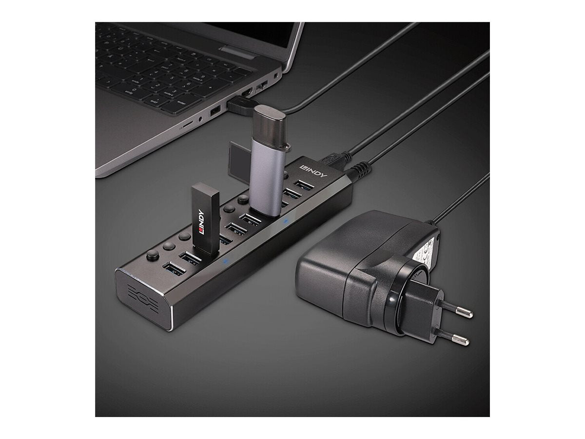 LINDY 10 Port USB 3.0 Hub Vorderansicht