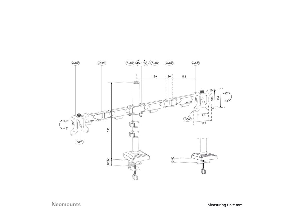 NEOMOUNTS NERO Double Flat Screen Desk Mount - Vorderansicht