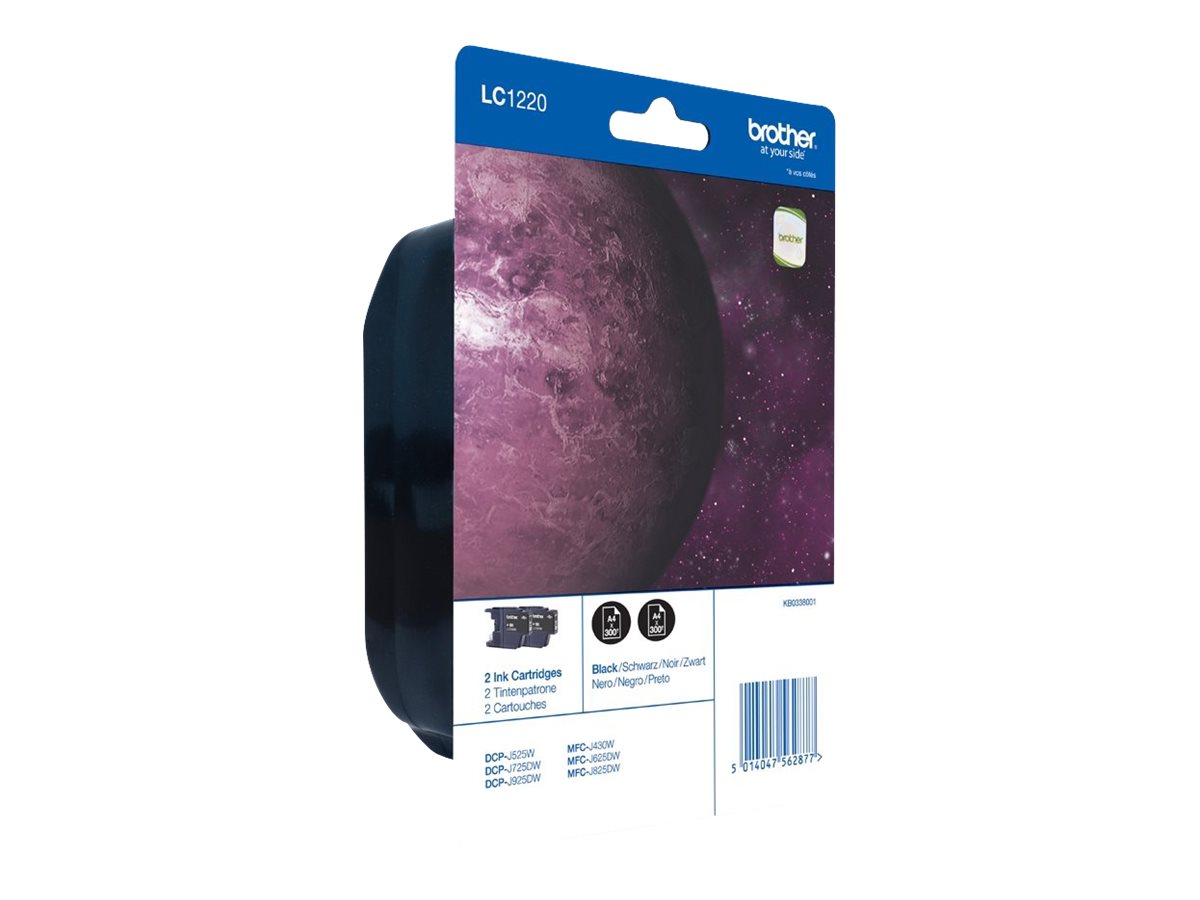 BROTHER LC1220BK Tinte Blister Twinpack schwarz Vorderansicht