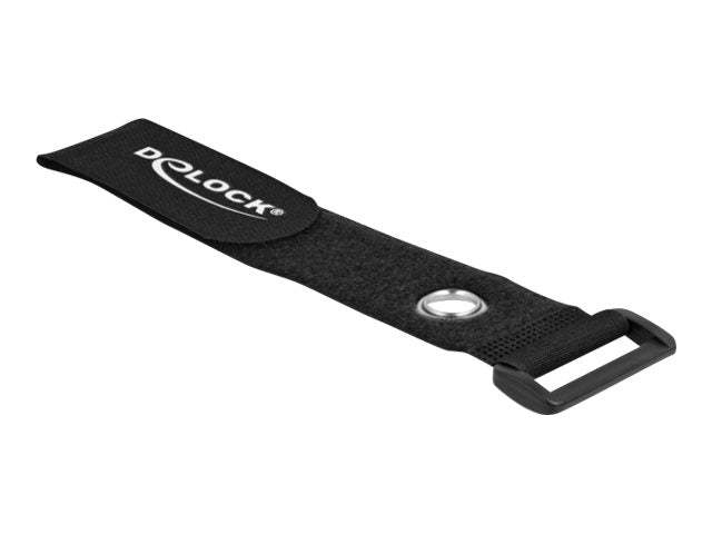 DELOCK Klett-Kabelbinder mit Schlaufe und Befestigungsöse L 280 x B 38mm schwarz 3 Stück