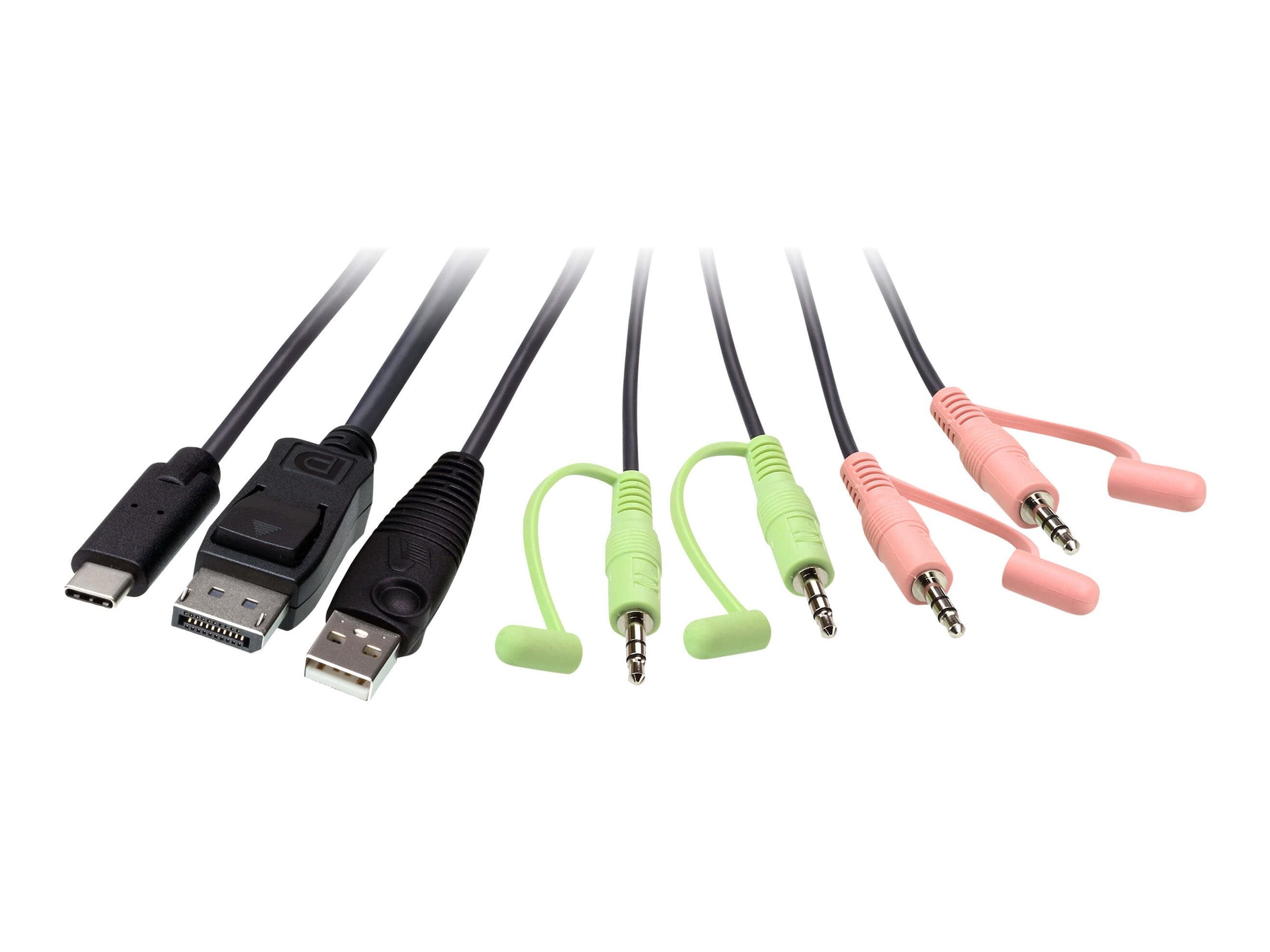 ATEN CS52DP 2-Port USB-C DP Hybrid Kabel KVM - Anschlussansicht