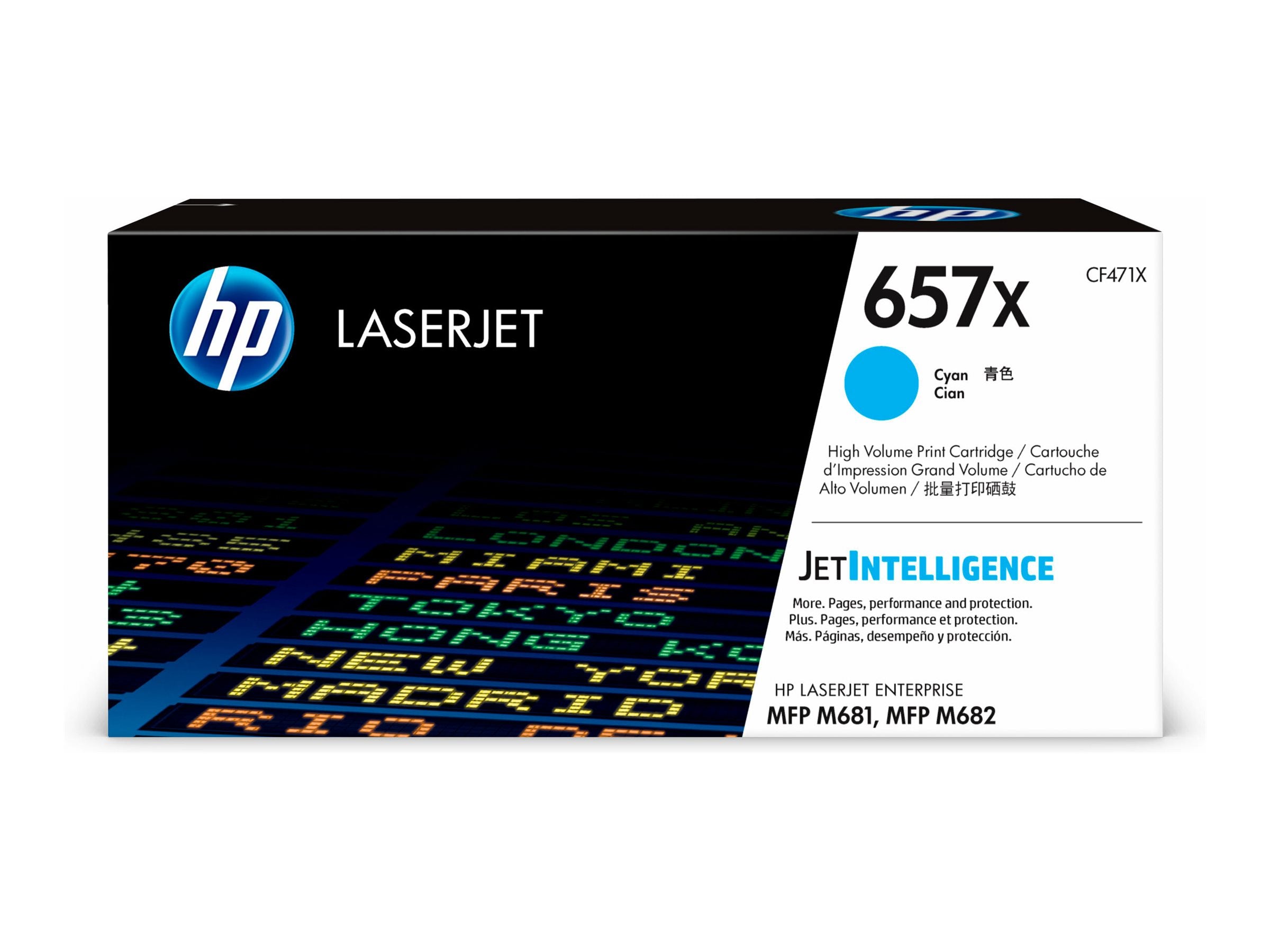 HP 657X original LaserJet Toner cartridge CF471X Cyan High Yield Seitenansicht